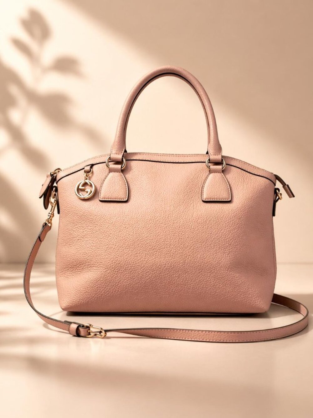 Authentic Gucci Soho Dome Satchel Pink Leather Crossbody Shoulder Bag Luxury Bag